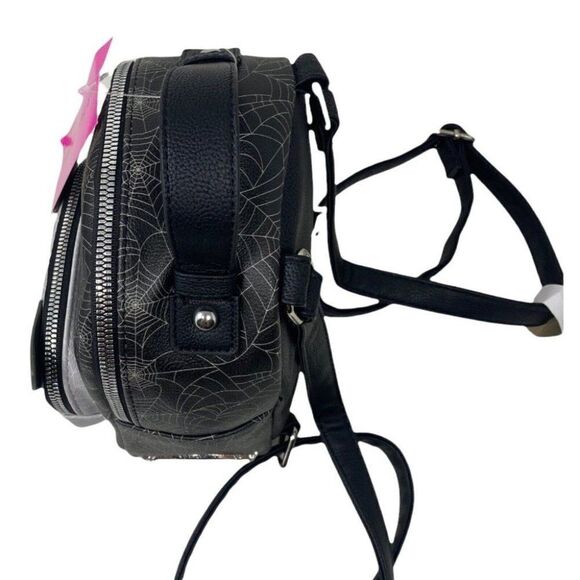 BETSEY JOHNSON KITCH MINI BACKPACK HALLOWEEN VAMPIRE CAT SPIDER WEB NOVELTY ZIP - Picture 6 of 8